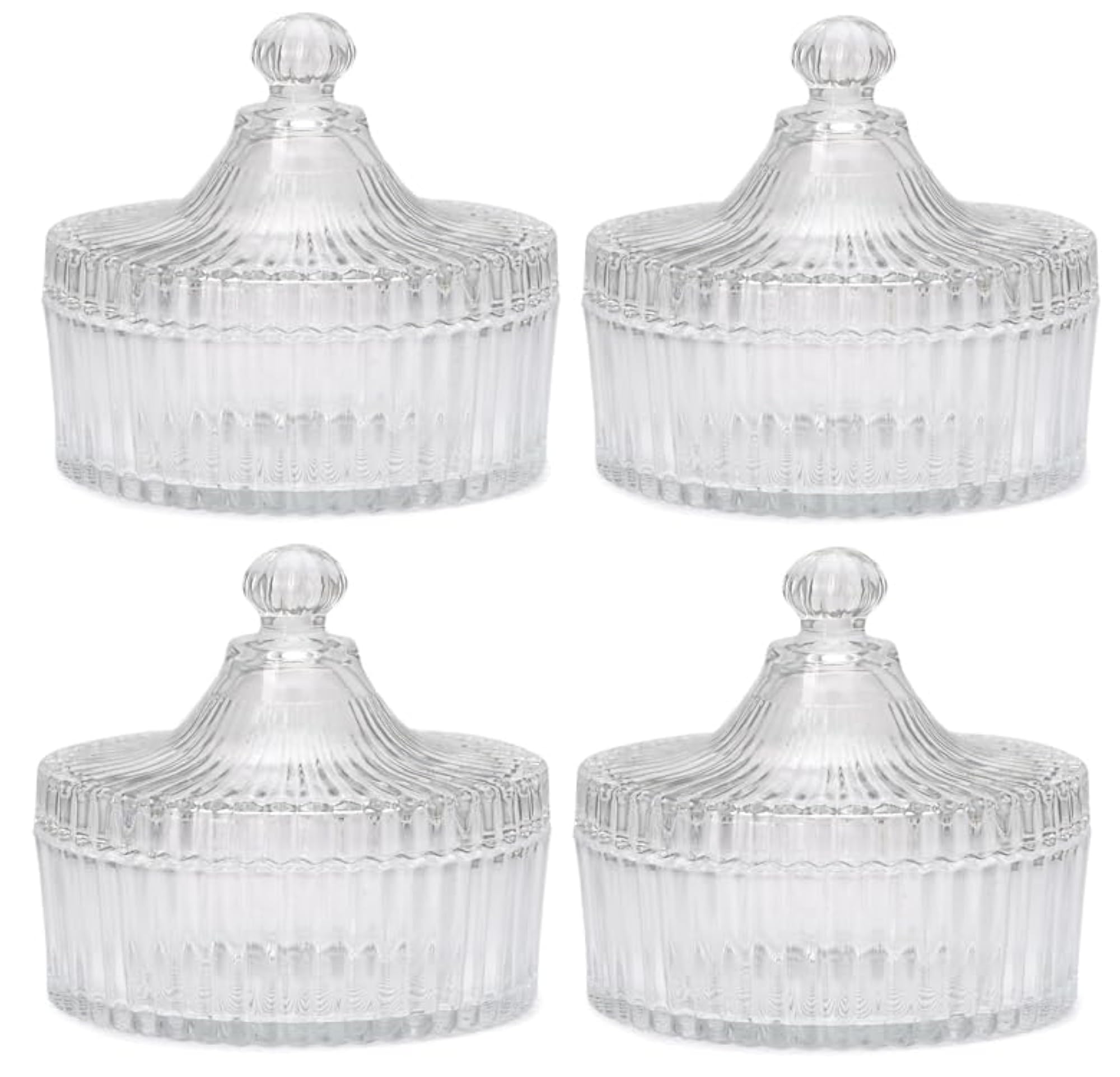 Stylish Glass Candy Bowl with Lid, Clear, 300 Ml